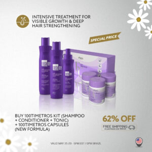 100TIMETROS Complete Hair Regrowth System | Shampoo, Conditioner, Tonic & Capsules (New Formula)